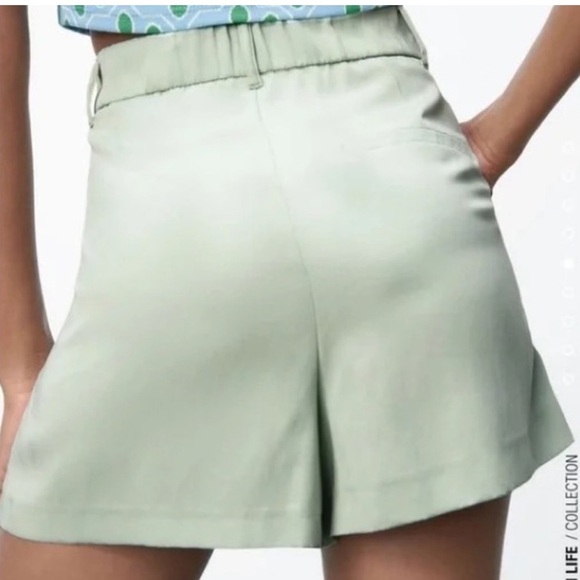 Zara Sea Green Pleated Shorts - Picture 8 of 8